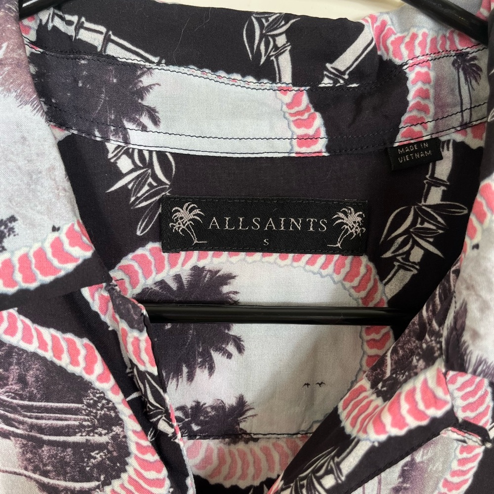 All Saints Islandz Palm Tree Print Button Down Short Sleeve - Picture 11 of 12